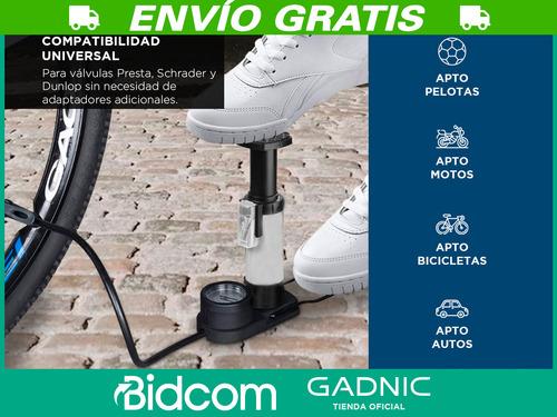 Bomba De Pie Gadnic Con Manguera Alta Presión 180 Psi