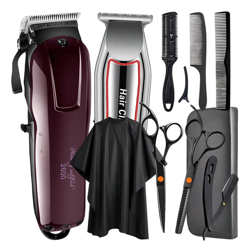Maquina De Corta Cabelo E Acabamento Kit Tesouras Profissionais Barbeiro Com Acessórios Jl Eletro