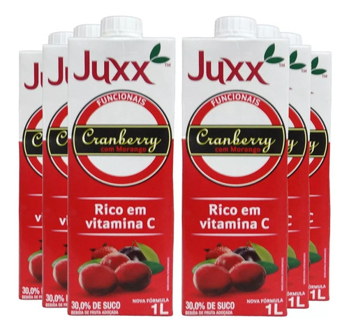 6x Suco Cranberry E Morango Juxx 1l