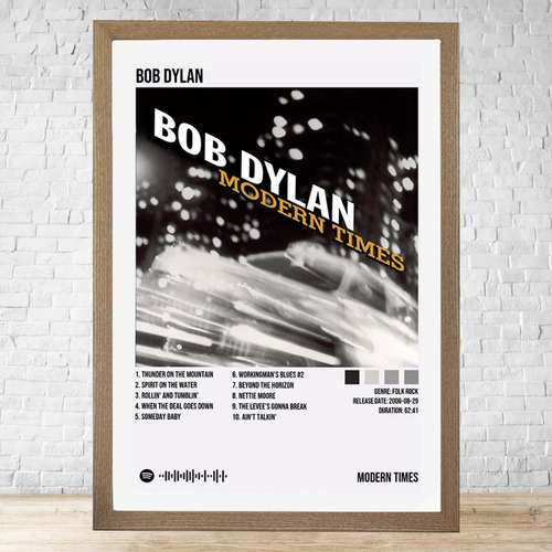 Cuadro Bob Dylan Modern Times 30x40 Con Vidrio Y Marco C669 Marrón Claro Moderno
