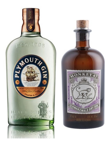 Kit Gin Plymouth Original 750ml + Gin Monkey 47 500ml