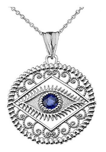 Collar - Exquisite Sterling Silver Evil Eye Filigree Charm P