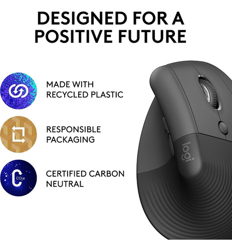 Mouse Logitech Lift Vertical Wireless Oficina Cómodo