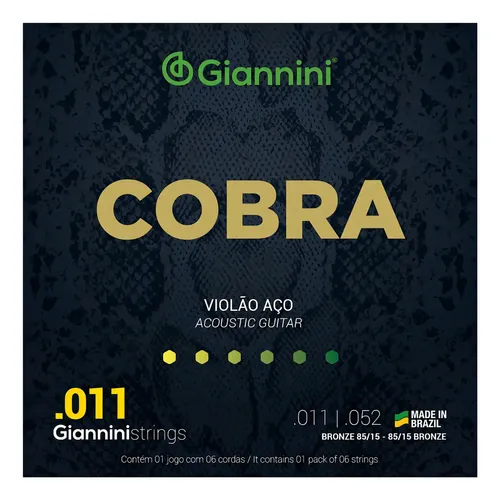 Encordoamento Violão Giannini Cobra Bronze 0.011 Alta Tensão