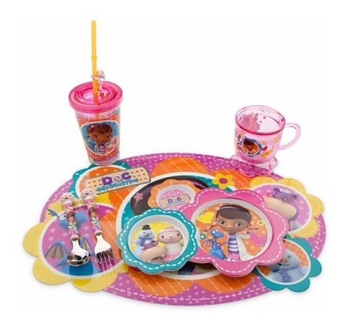 Set Doctora Juguetes 6 P Plato + Bowl + Individual+cubiertos