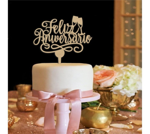 Imagen 5 de 10 de Letrero Para Pastel Feliz Aniversario Topper Cake Art935