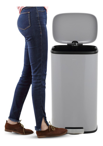 Bote De Basura Rectangular 49 Litros Moderno Con Tapa Suave