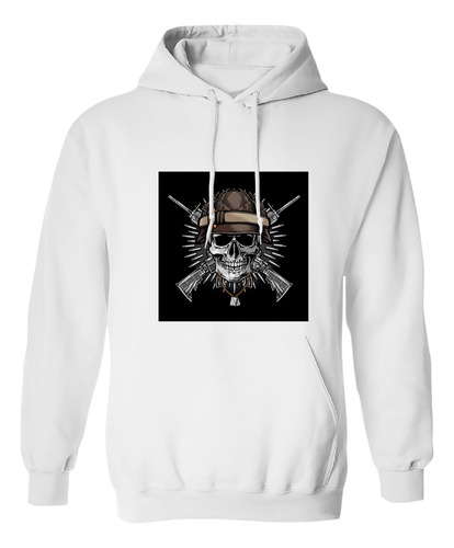 Sudadera Con Gorro Soldado Calavera Armas Collar Identidad