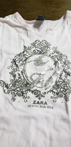 Remera Manga Larga Zara Talle 4 Años Con Brillos Impecable