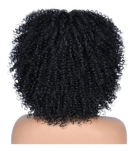 Peluca De Fibra Afro Rizada Con Rizos Perfectos