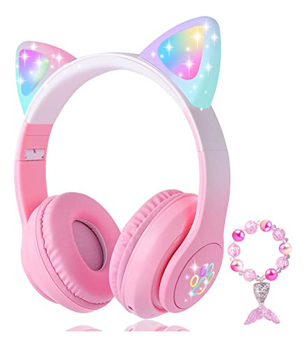 Audífonos Bluetooth Koraba Cat Ear Para Niños, Con Luz Led