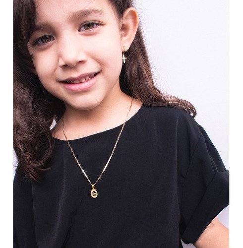 Medalla Espíritu Santo P/ Bautizo Con Cadena Oro 10 Kilates Color Dorado Oscuro
