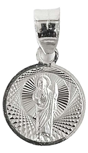 Dije Medalla Chica Diamantada San Judas Plata 925 1.4 Cm