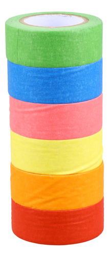 Juego De 6 Cintas Adhesivas De Color Liso De 24 Mm Para Deco