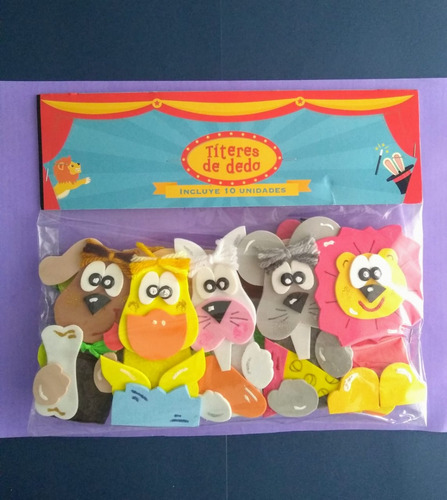 Imagen 1 de 5 de Titeres De Dedo De Animales - Pack Por 10 Unidades Set 2