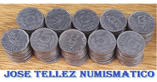 Lote 100 Monedas 5 Pesos Moneda Nacional Fragata Palermo