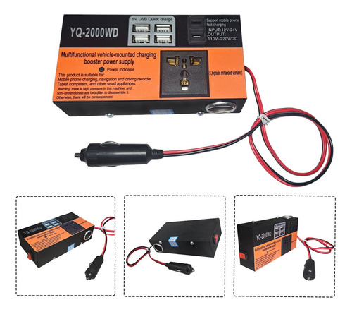 Inversor De Voltaje Auto Convertidor Corriente 200w 12v-220v