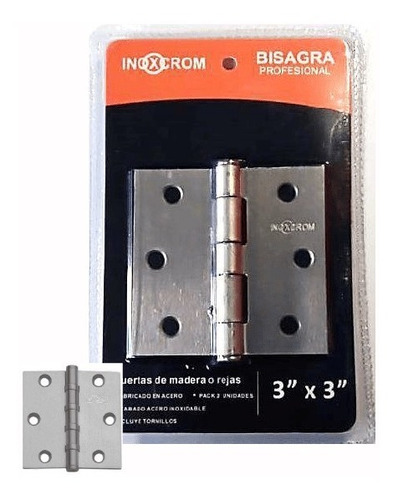 Pack 2 Bisagras P/puertas Ventanas Madera 3puLG. Inoxidable