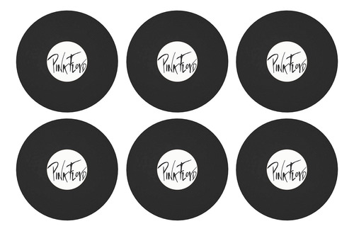 Posa Vasos Vinilo Toca Discos X 6 Unidades Bandas De Rock Pink Floyd Gris