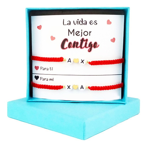 Pulseras Personalizadas Pareja Iniciales Corazon Chapa Oro