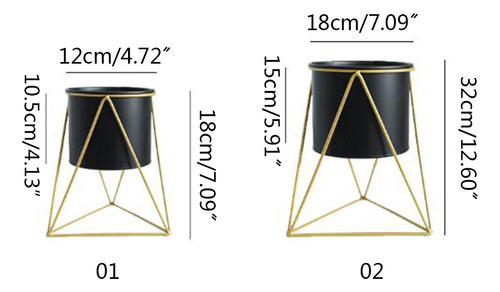 (gdbk01) Maceta Geométrica De Metal De Hierro Para Plantas S