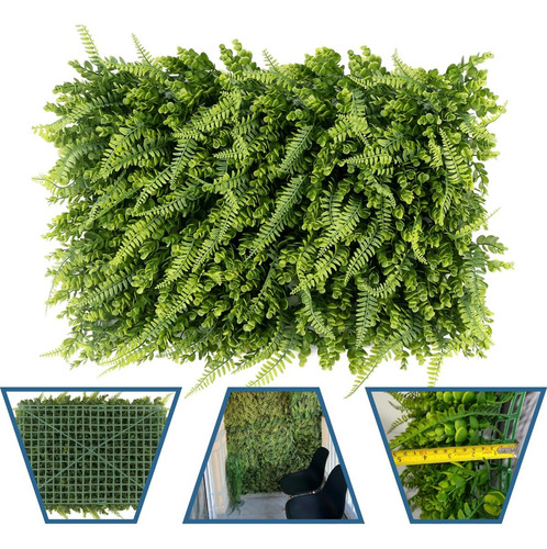 Kit 20 Placas Samambaia Eucalipto 40x60 Jardim Vertical Luxo Cor Eucalipto / Samanbaia