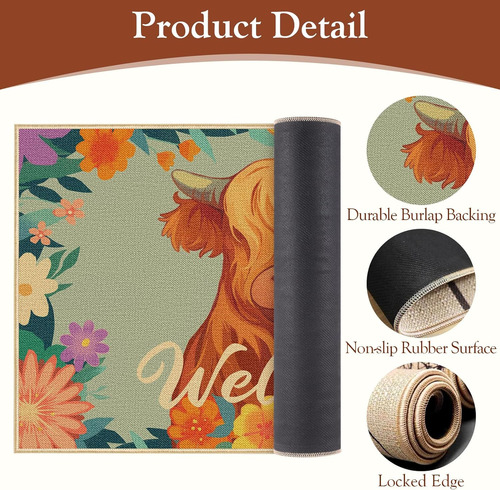 Highland Cattle - Tapete De Bienvenida Con Parte Trasera De