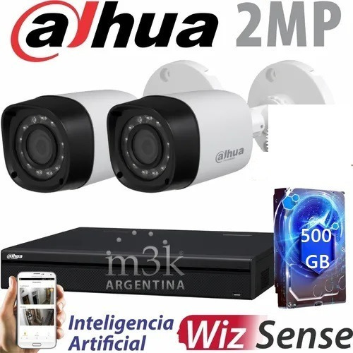  Kit Seguridad Dahua Dvr 4ch+2 Cámaras2mp/1080/fullhd+disco