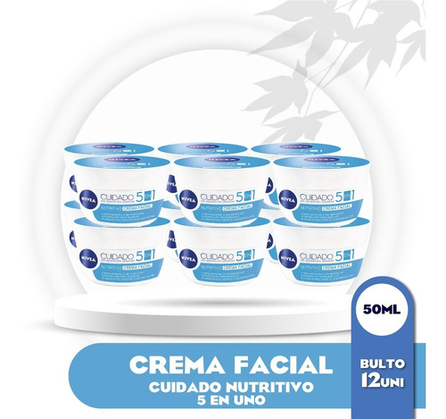 Imagen 1 de 7 de Crema Facial Nivea Cuidado Nutritivo 5 En Uno 50 Ml 12 Unds