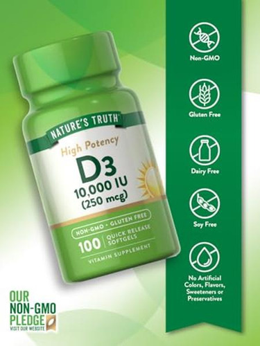 Nature's Truth Vitamina D3 10000 Ui 100 Softgels