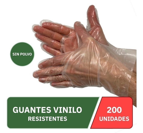 Imagen 1 de 8 de Guantes Descartables Vinilo Hibrido Tpe Apto Cocina X 200 U