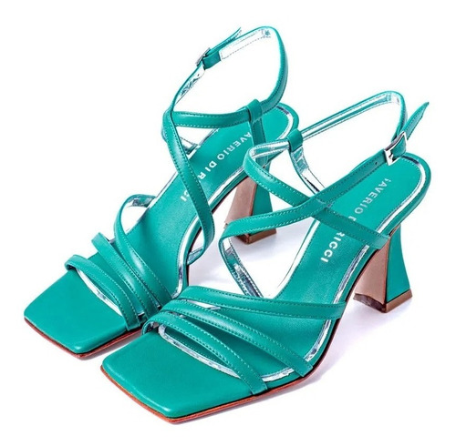 Sandalia Mujer Cuero Dolly Verde Aqua Saverio Di Ricci Jena.