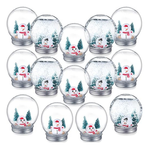 16 Sets Christmas Clear Plastic Snow Globes Kit Snow Gl...