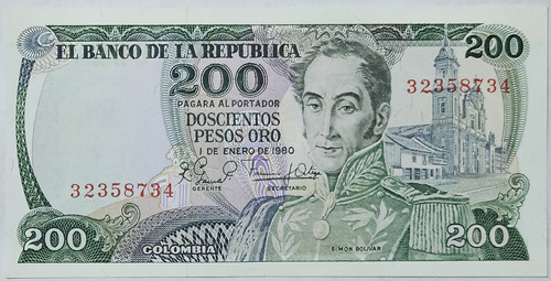Billete 200 Pesos 01/ene/1980 Colombia Unc