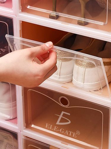 Cajas Organizadoras De Zapatos Apilables Almacenaje 6 Piezas Color Blanco Ele-Gate