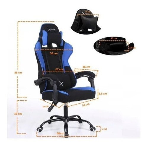 Imagen 6 de 8 de Silla de escritorio Xzeal XZ20 gamer ergonómica negra y azul