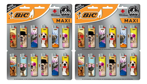 Isqueiro Maxi J6 Grande Bic Original Kit Com 24 Unidades !