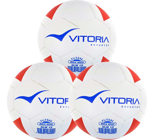 Kit 3 Bolas Futsal Vitoria Brx Max 200 Sub 13 (11 A 13 Anos)