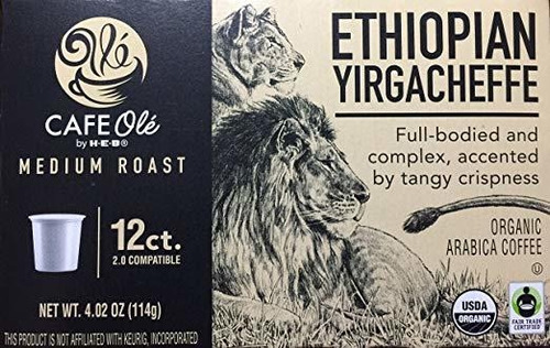 Cafe Ole Orgánica Etíope Yirgacheffe Tostado Medio Sola Porc