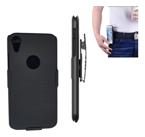 Funda y clip de cintura compatibles con iPhone XR, color: negro liso