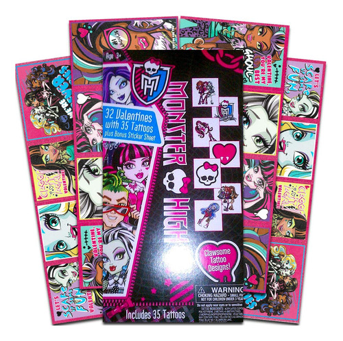 Tarjetas De San Valentín Monster High Con 32 Tarjetas De San