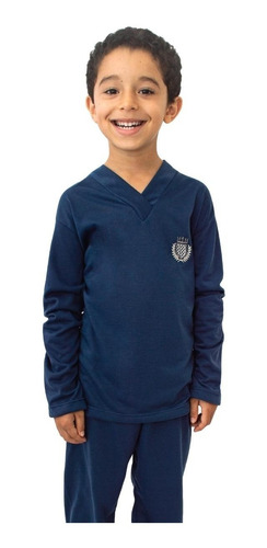 Imagem 3 de 4 de Pijama Longo Infantil Liso Manga Longa Masculino Calça Malha