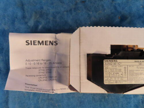 Siemens 3ua52 00-1c Thermal Overload Relay 1.6-2.5a 1yea Ccm