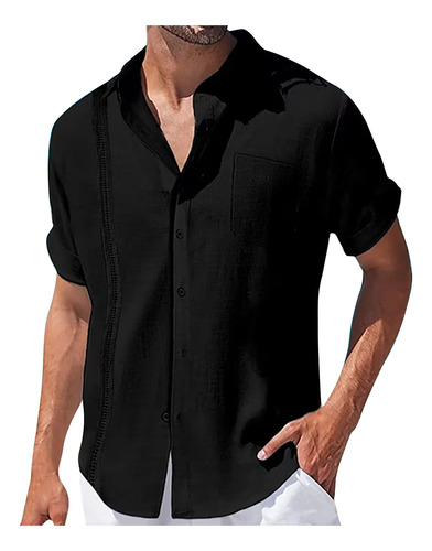 Jersey Liso De Manga Corta Para Hombre Con Cuello Alto Y Bot