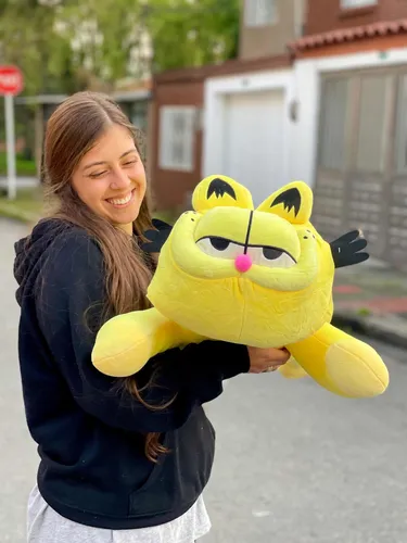Peluche Garfield Grande 80cm Acostado + 3 Globos + Moño