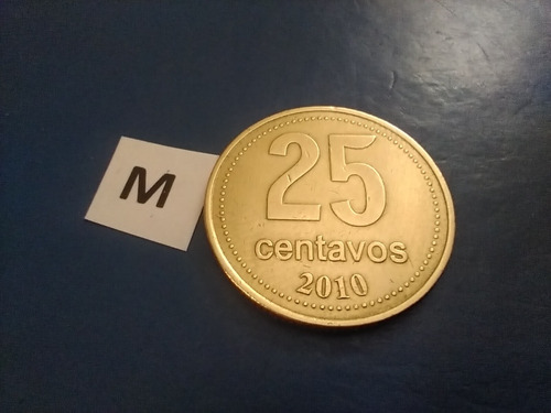 Moneda Antigua De 25 Centavos 2010 República Argentina Dorad