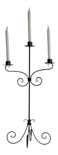 Candelabro Artesanal En Hierro Para 3 Velas Negro