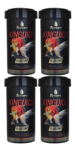 Kit 4 Unidades Poytara Ração Kinguio Black Line Floating 95g