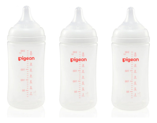 Pack 3 Biberones Pigeon Softouch 240ml/8oz Anticolicos 3m