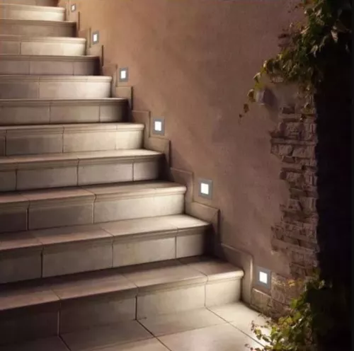 Luz Empotrar Pared Led Escaleras Escalones Intemperie Acero